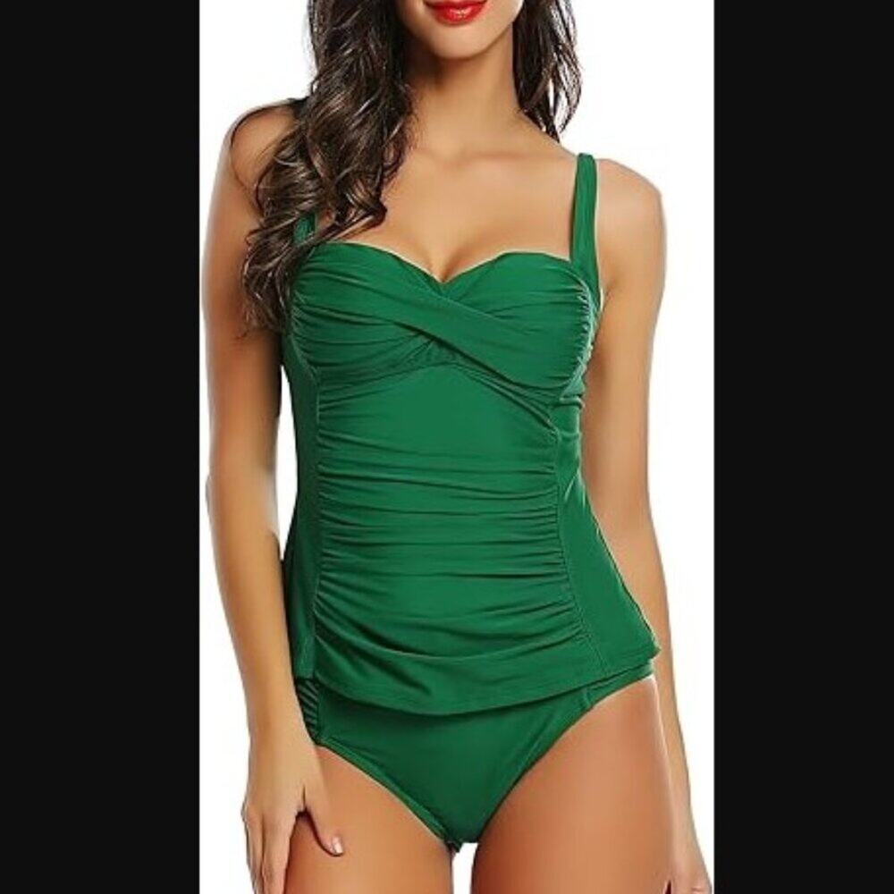 Joyaria Brand Women's Size 6 NWOT BURGANDY Tummy Control 2 Piece Tankini Swimwea